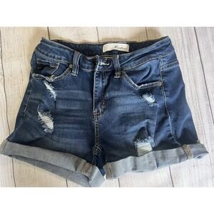 KanCan Women's Distressed Denim Shorts Size 26 Rolled Hem Excellent Condition